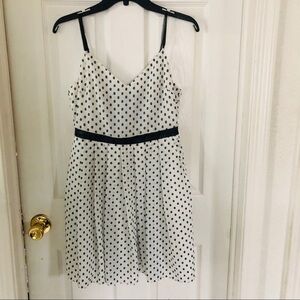 SAM EDELMAN Polkadot pleated black & white mini fit & flare dress SIZE 2